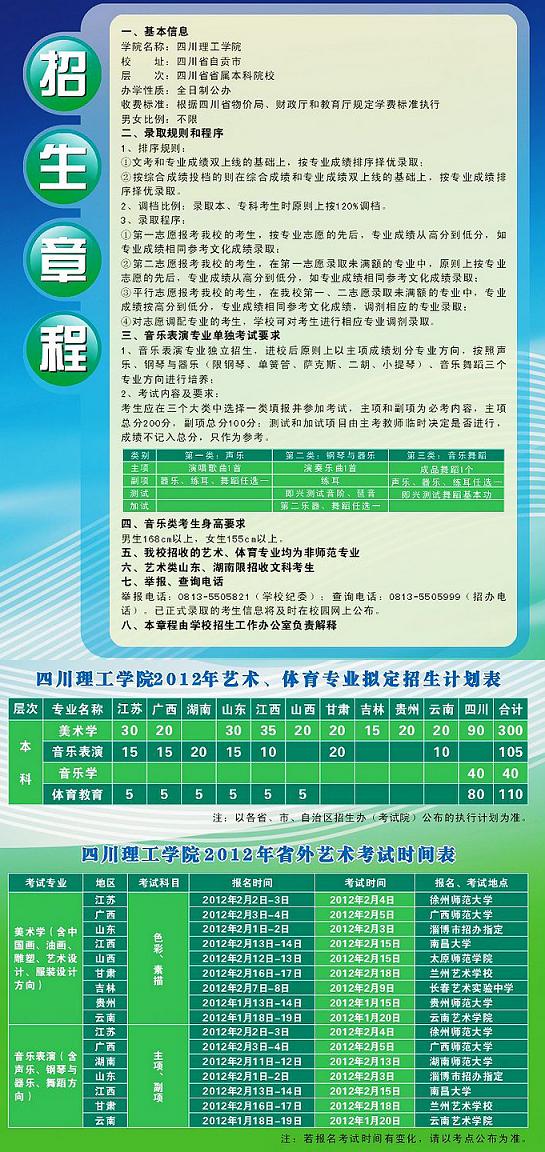 四川理工学院2018年艺术类专业招生章程：招生计划及校考时间